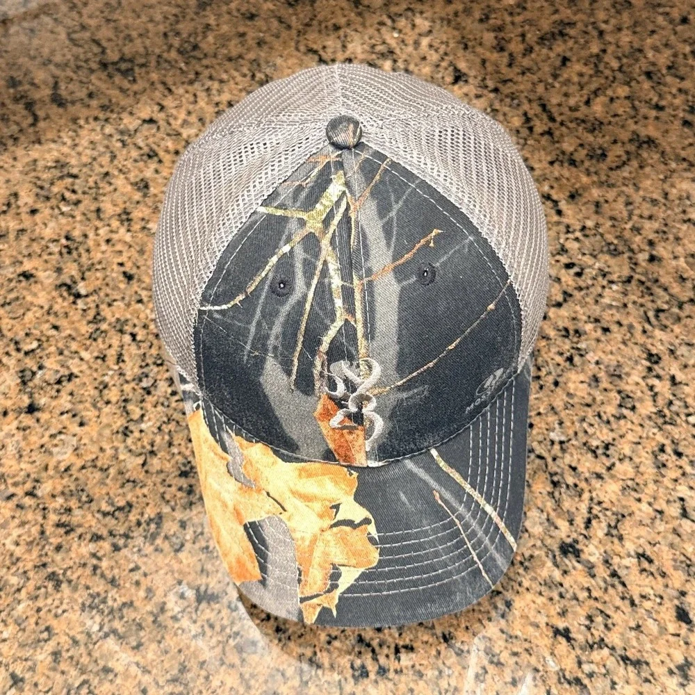 Browning Trucker Hat Adjustable‎ RealTree Camo Mesh Snapback Cap